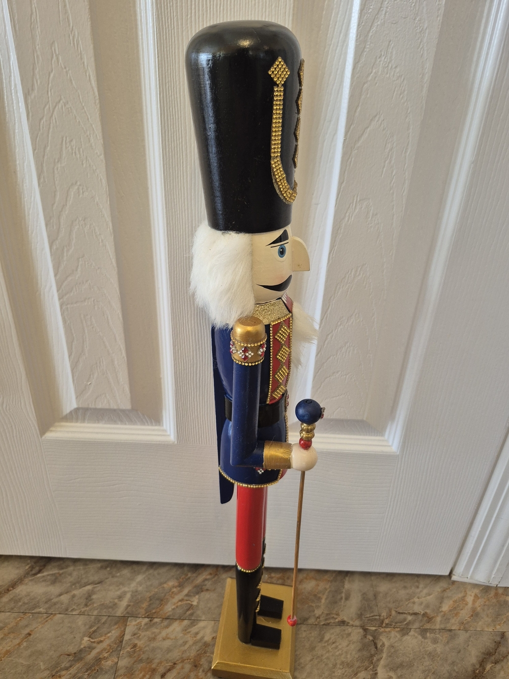 Festive Red, Blue & Gold Nutcracker Holiday Figurine - Picture 3 of 5